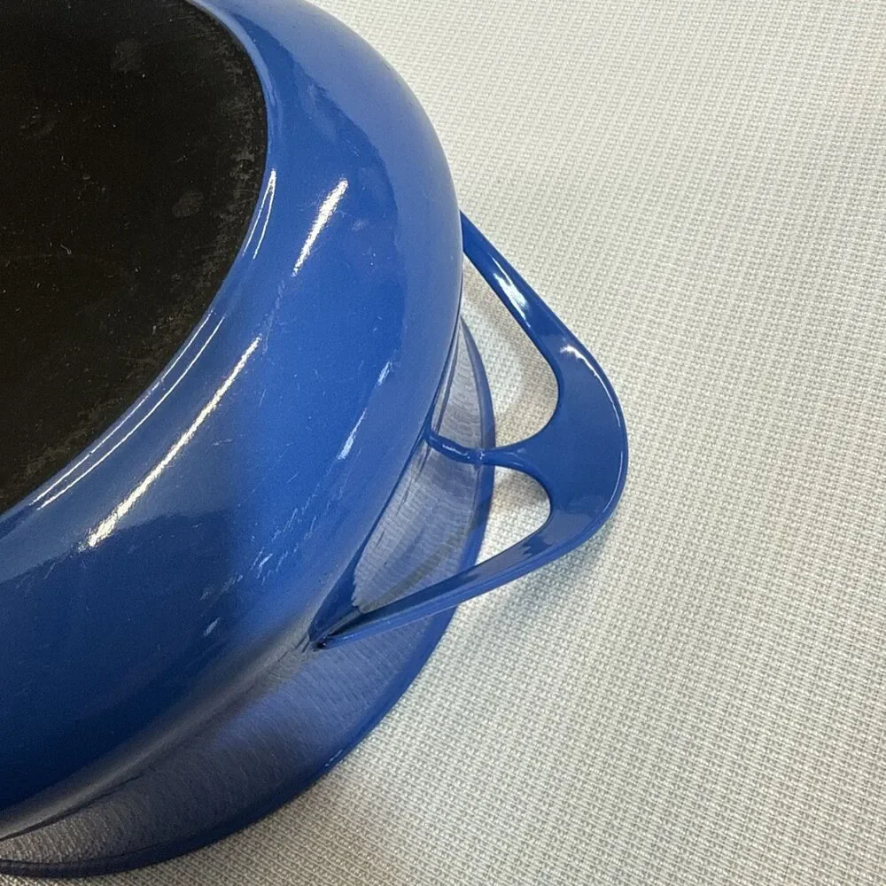 Vintage 2 Quart Blue Enamel Cookware Pot Casserole With Trivet Lid